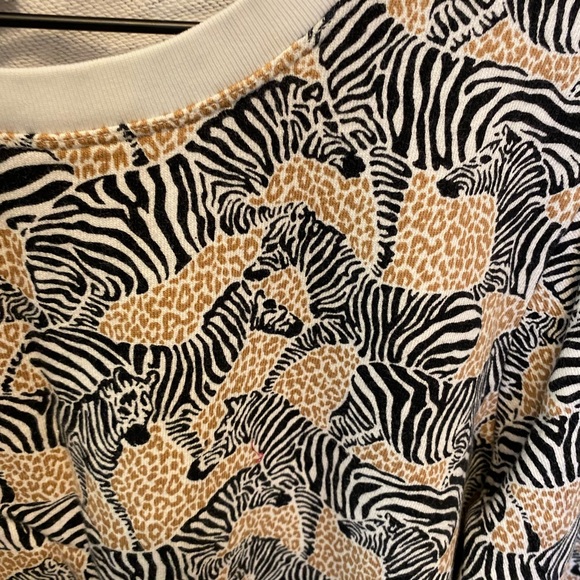 J Crew Safari Animal Print Zebra Print Sweatshirt LS L - Picture 3 of 7